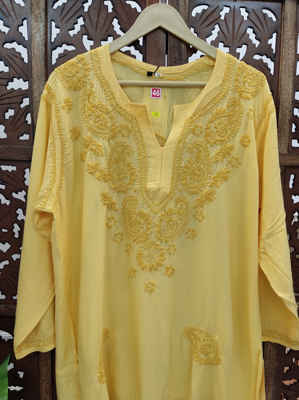 Yellow Modal Chikankari Short Top