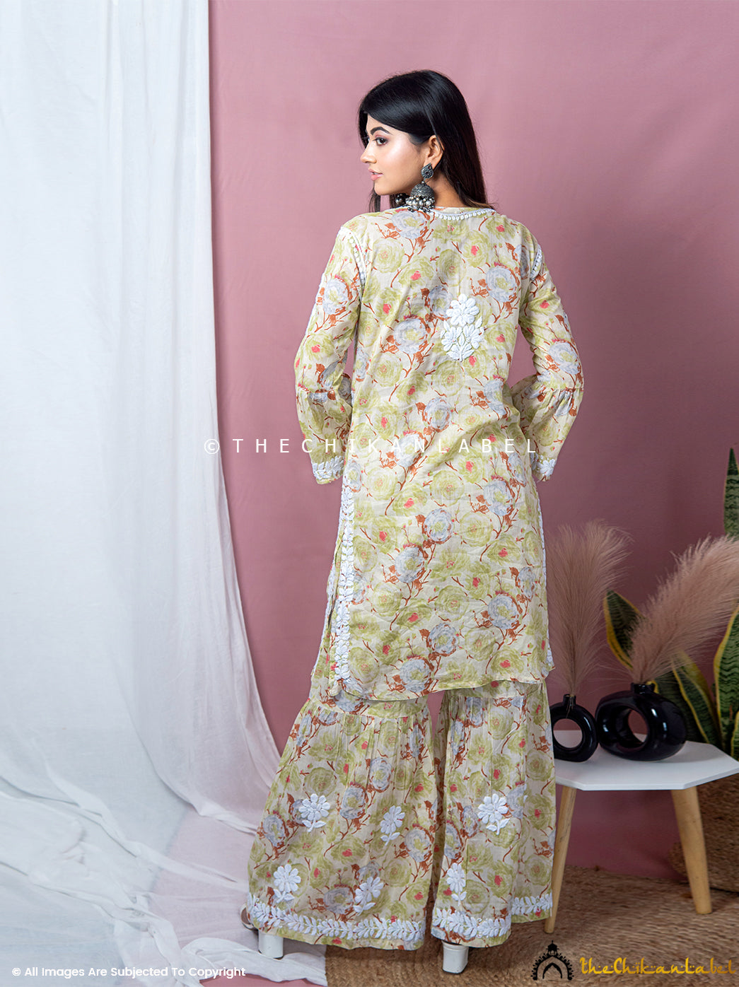 Tarz Mulmul Cotton Chikankari Kurta in Mulmul Cotton Fabric For Woman Garara Set Chikankari Kurta Garara Set