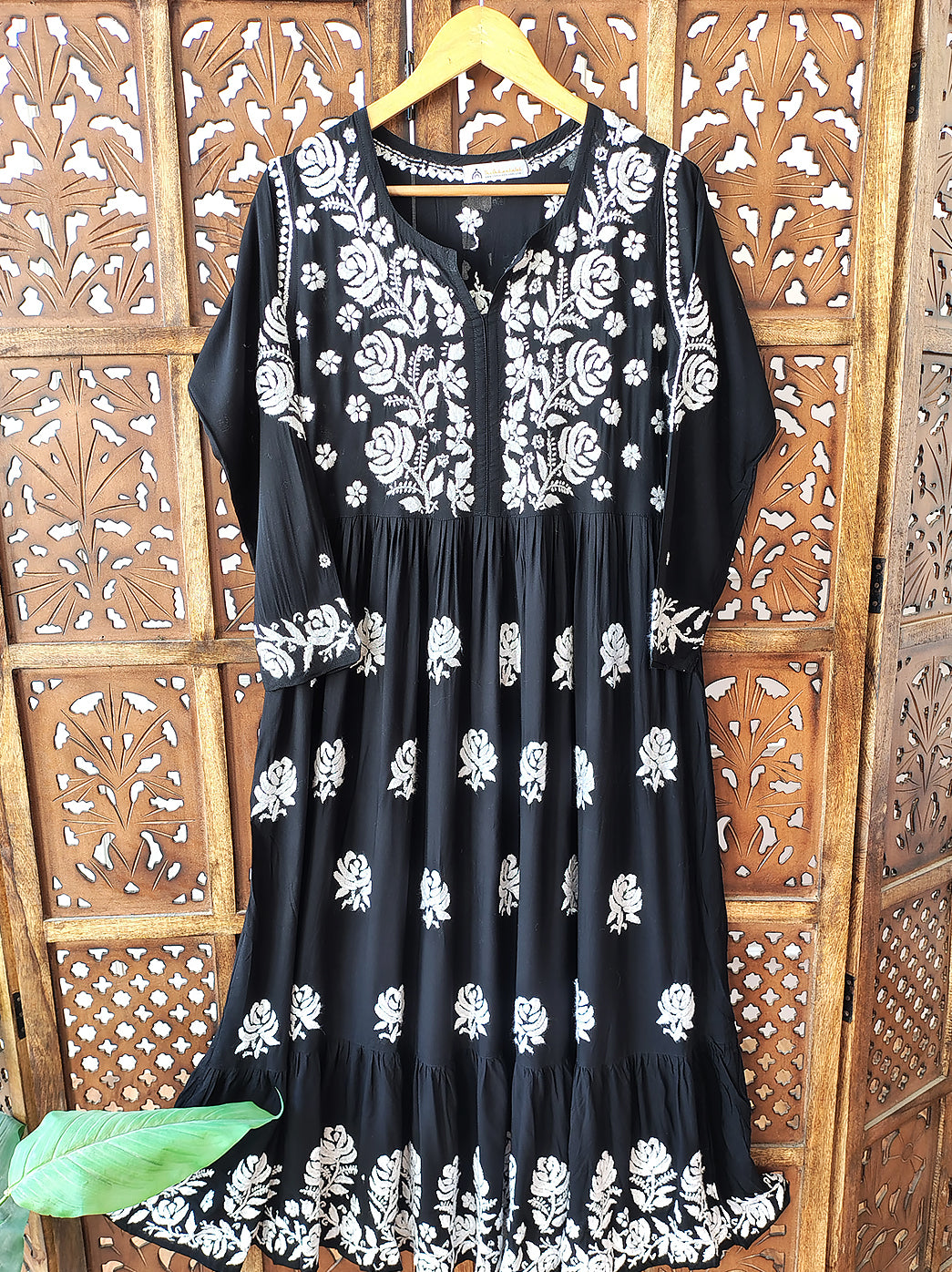 Black Modal Chikankari Anarkali