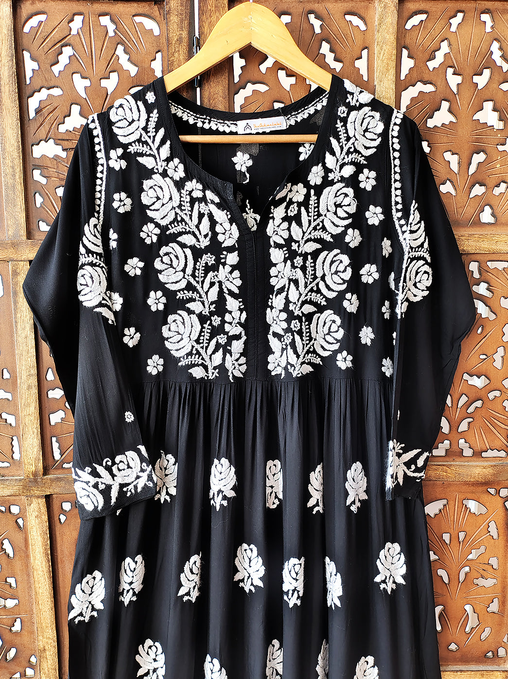 Black Modal Chikankari Anarkali