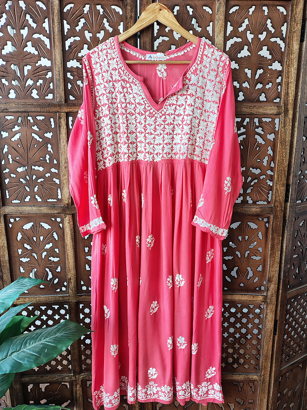 Peach Modal Chikankari Kurti