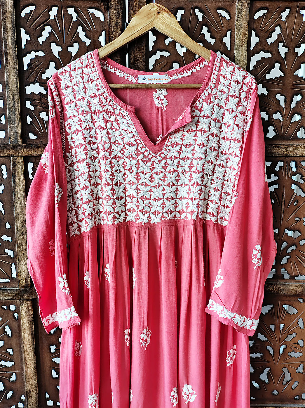 Peach Modal Chikankari Kurti