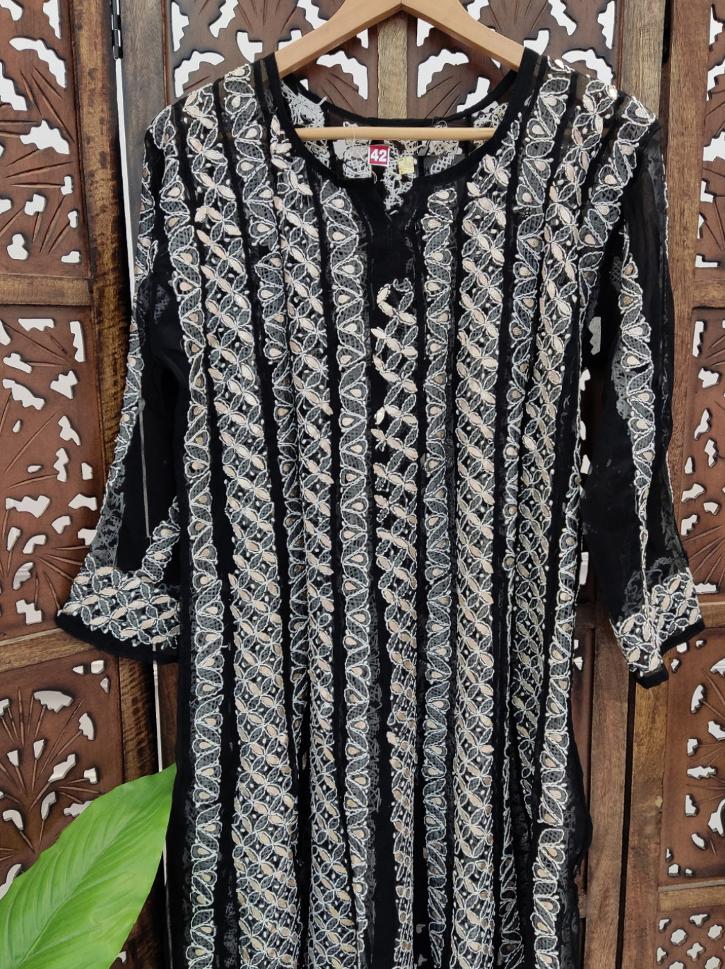 Black Georgette Gota Patti Chikankari Anarkali Kurti