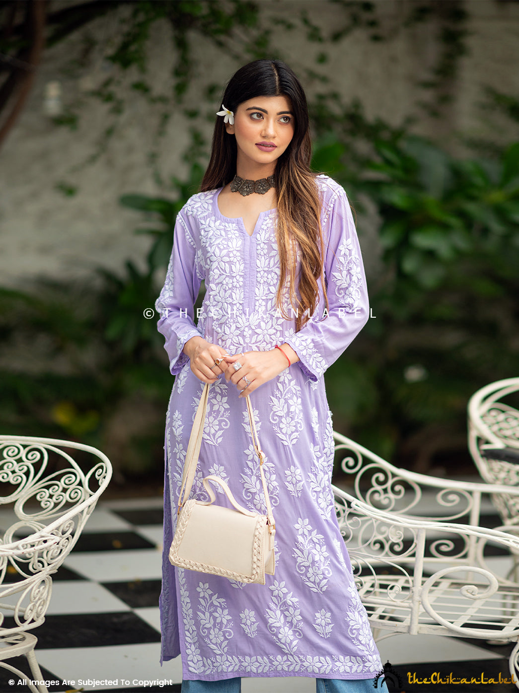 Lavender Eira Modal Chikankari Straight Kurti ,Chikankari Straight Kurti in Modal Fabric For Woman