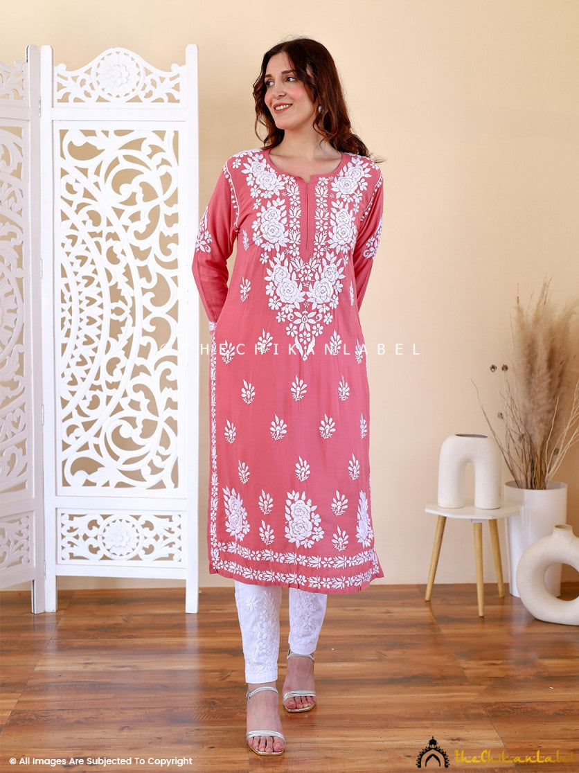 Coral Masoom Modal Chikankari Straight Kurti