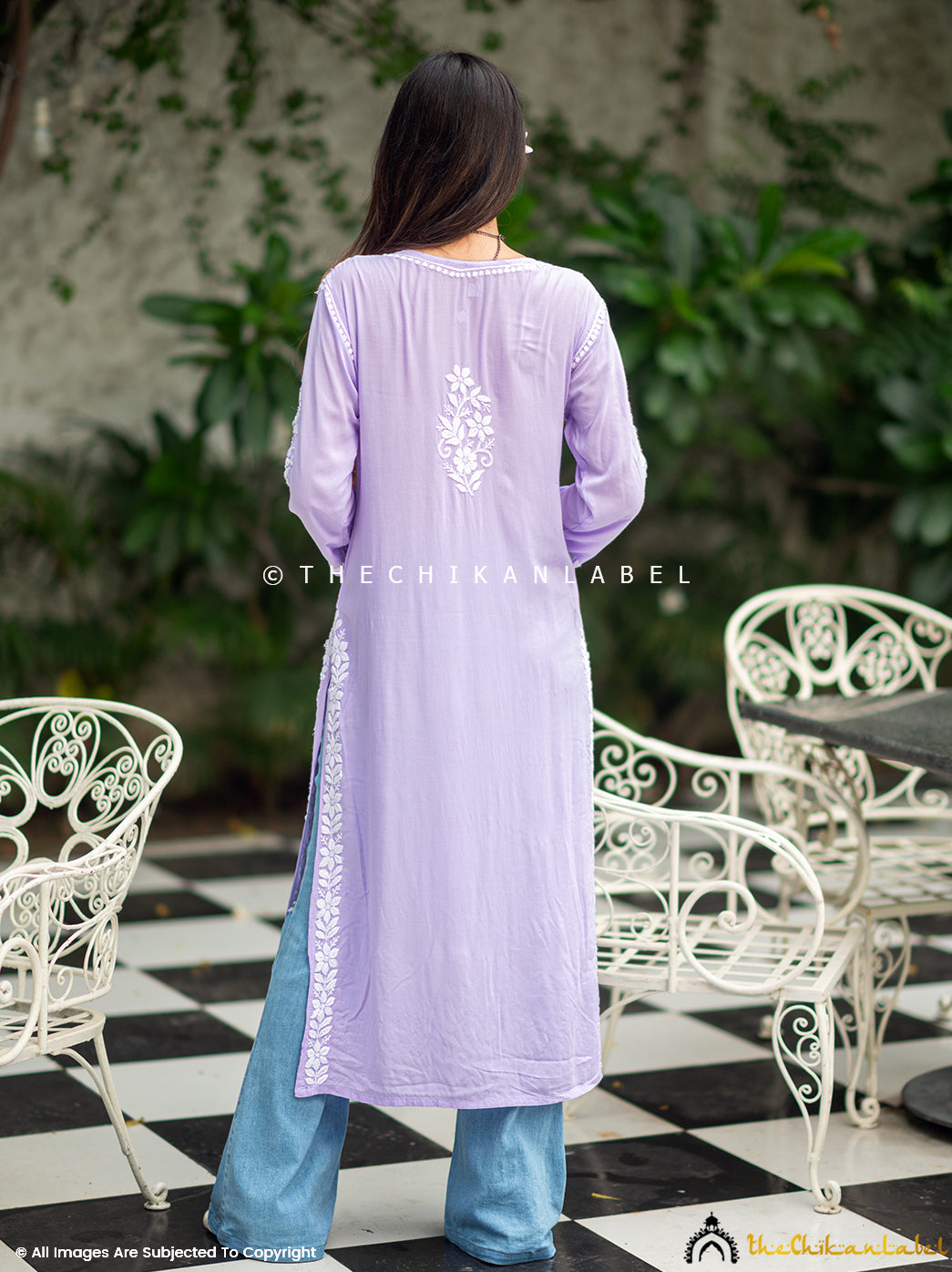 Lavender Eira Modal Chikankari Straight Kurti ,Chikankari Straight Kurti in Modal Fabric For Woman