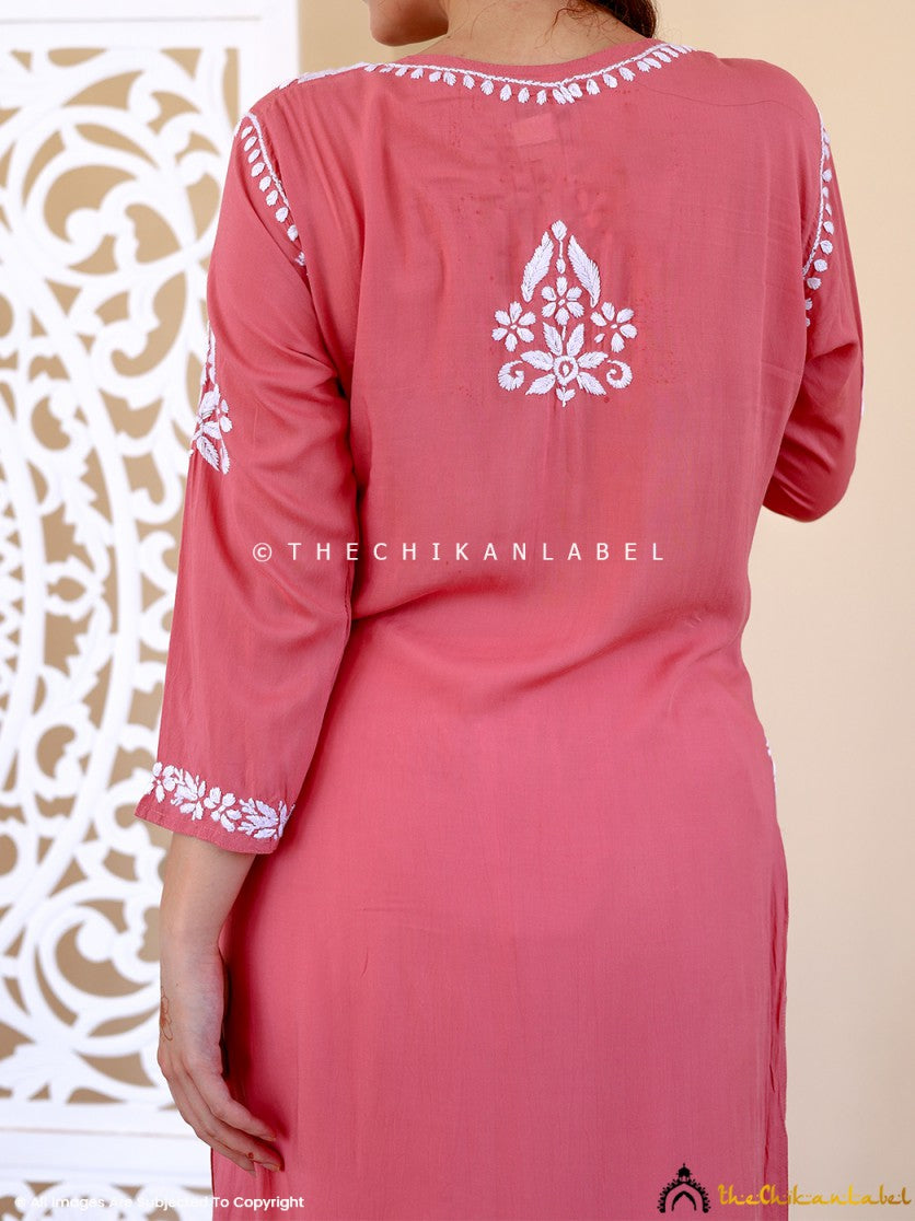 Coral Masoom Modal Chikankari Straight Kurti