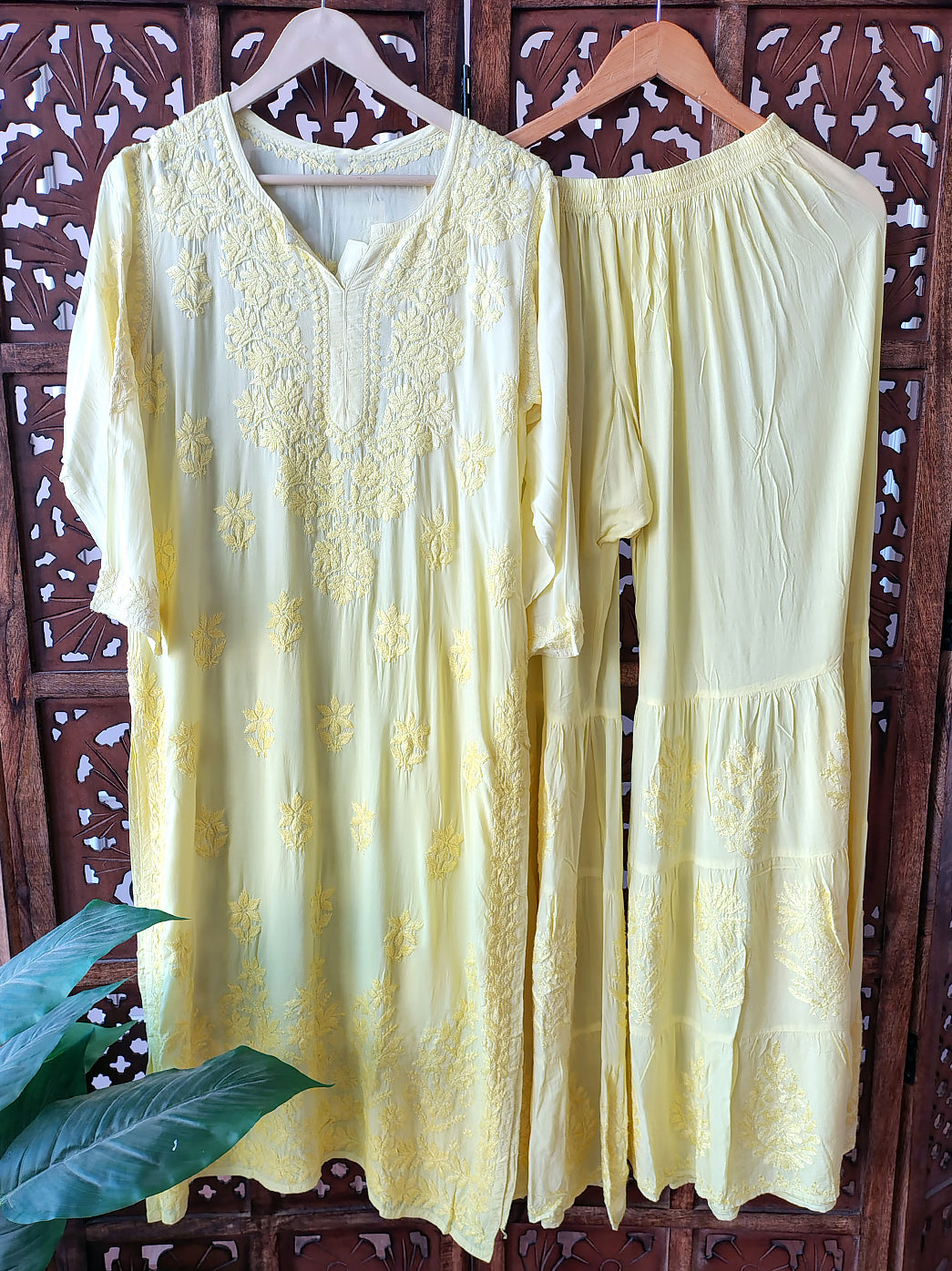 Yellow Modal Chikankari Kurti Garara Set