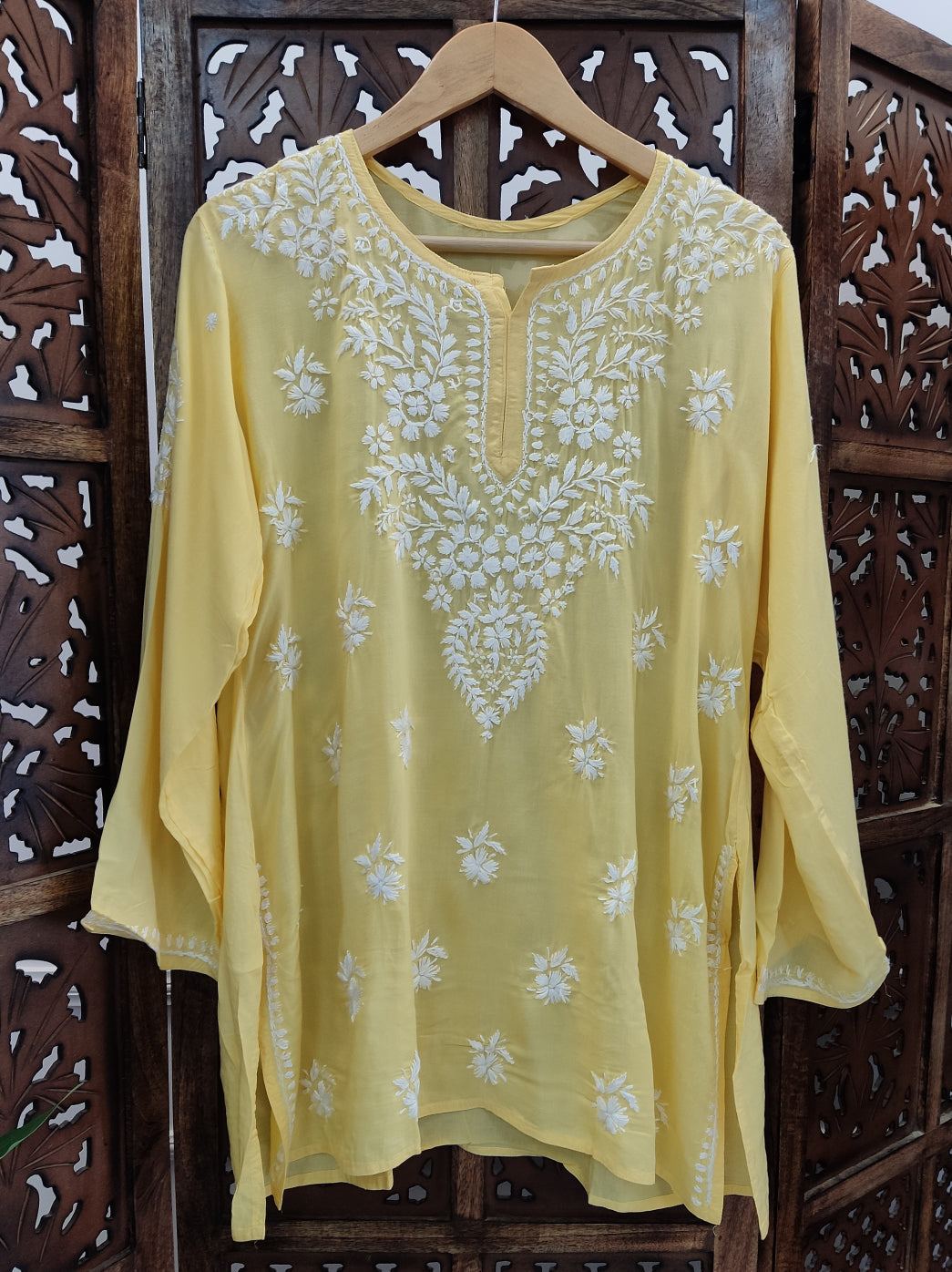 Yellow Modal Chikankari Short Top