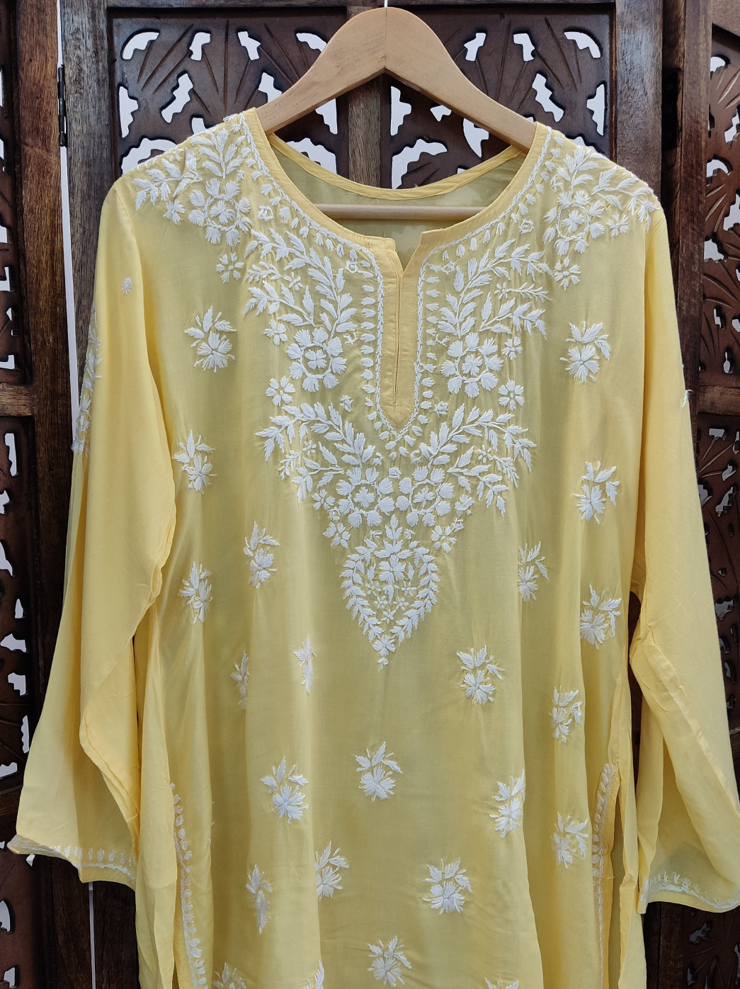 Yellow Modal Chikankari Short Top