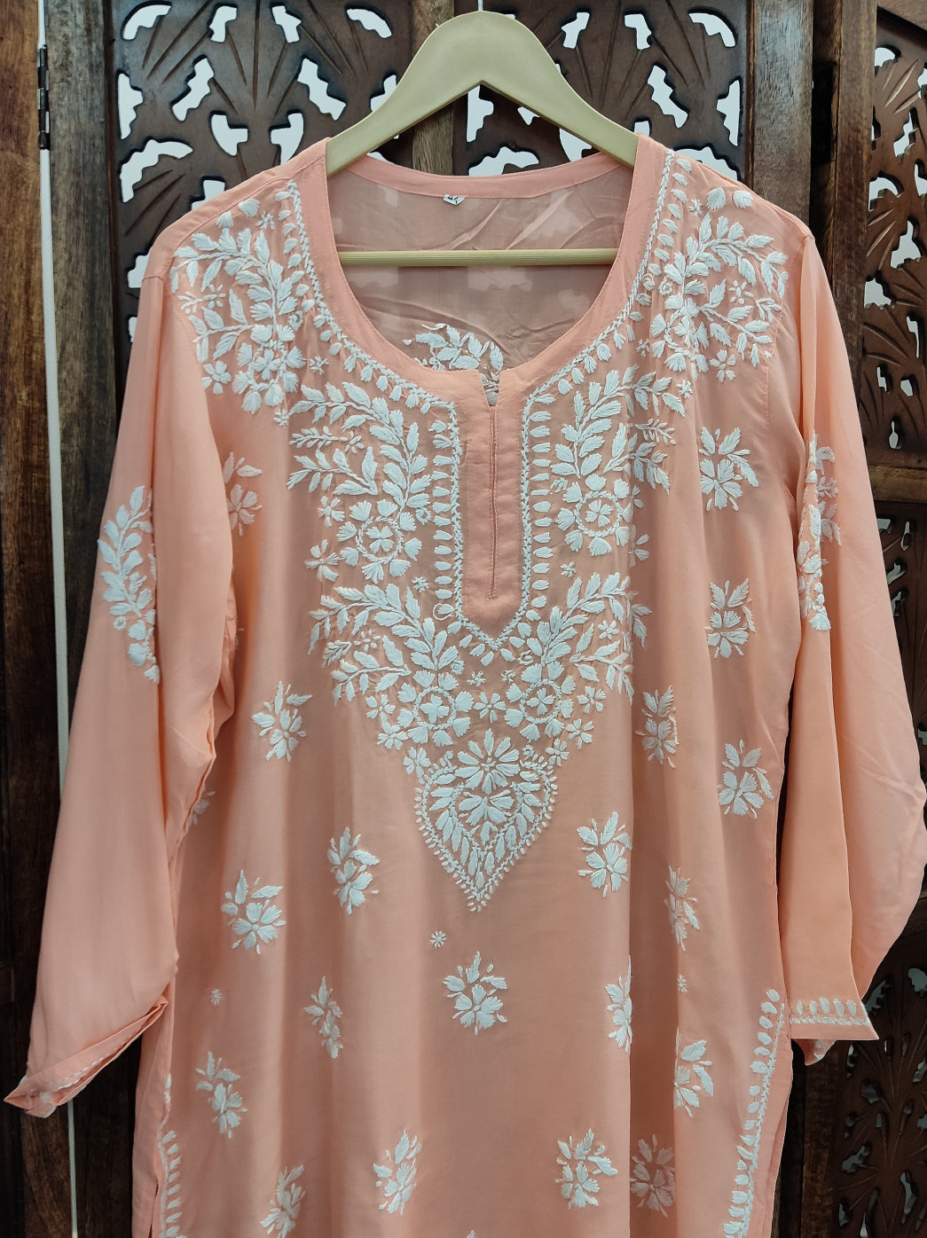 Peach Modal Chikankari Short Top