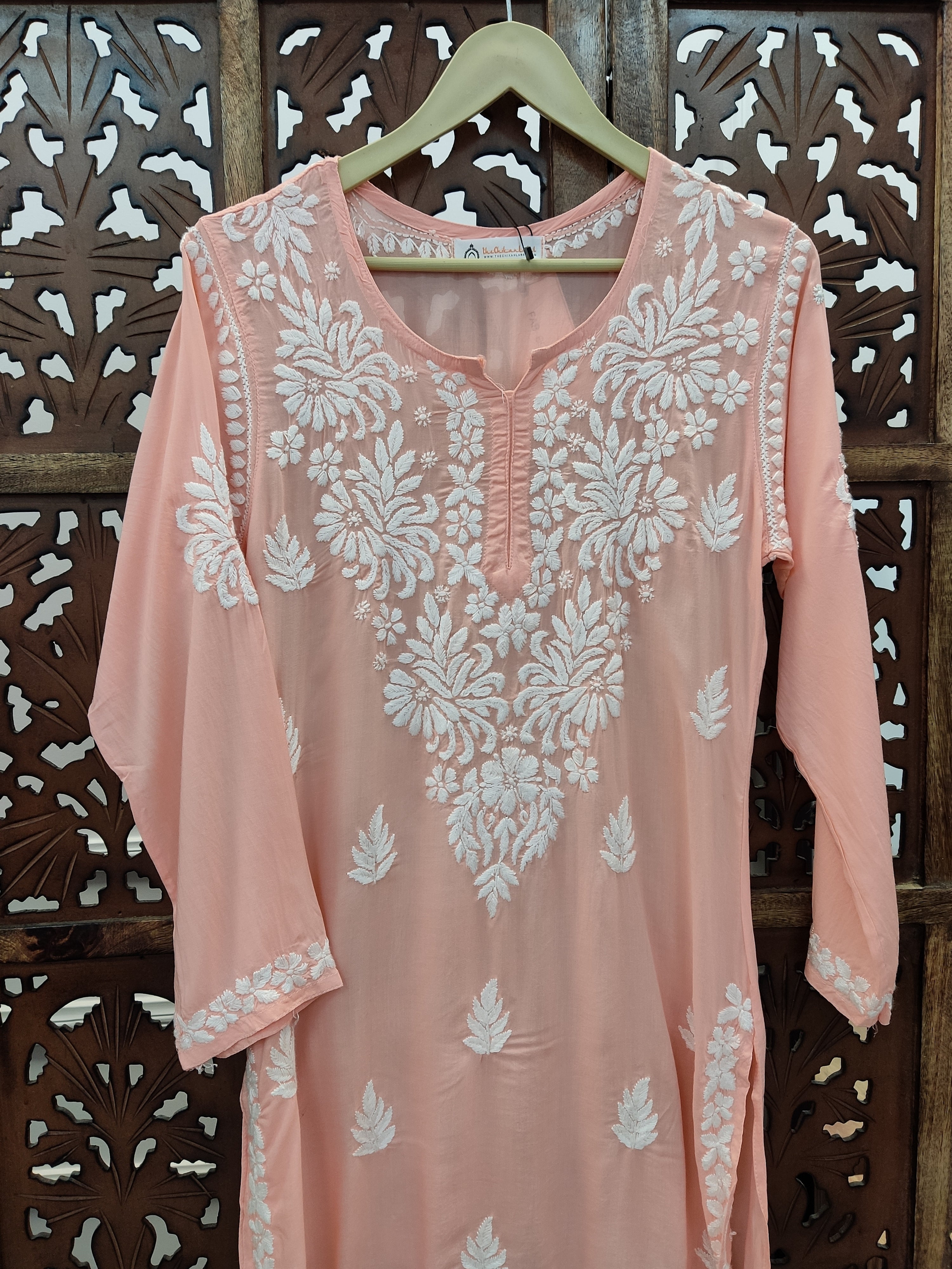 Peach Modal Chikankari Short Top