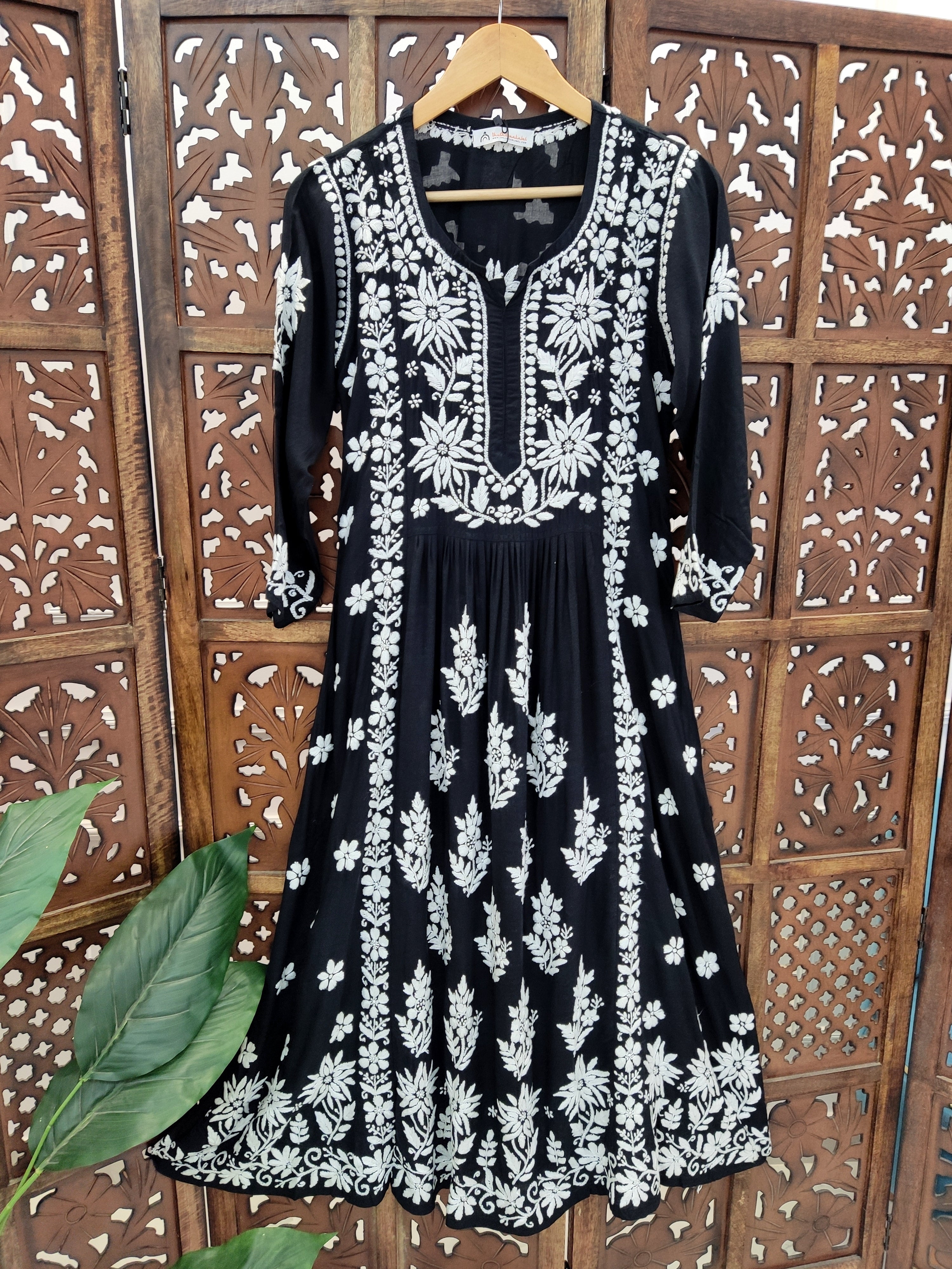 Black Modal Chikankari Anarkali Kurti