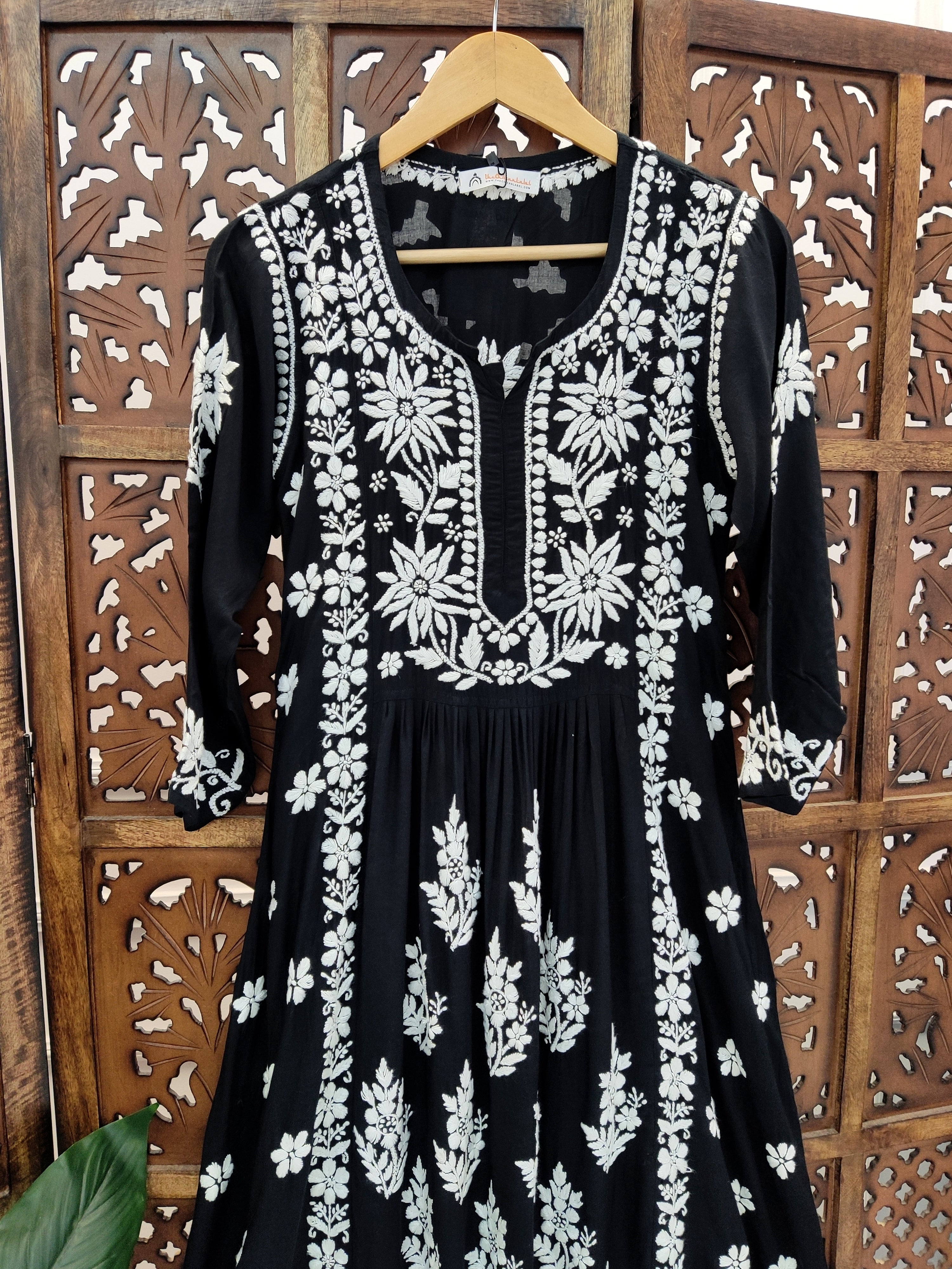 Black Modal Chikankari Anarkali Kurti