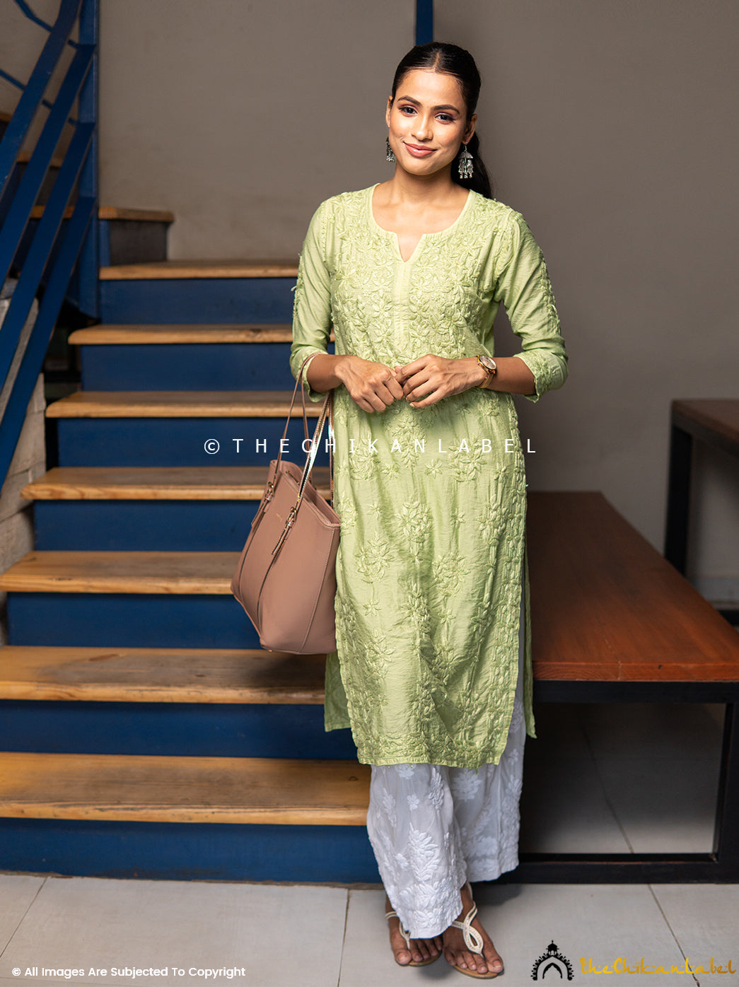 Green Iyada Chanderi Chikankari Straight Kurti , Chikankari Straight Kurti in Chanderi Fabric For Woman