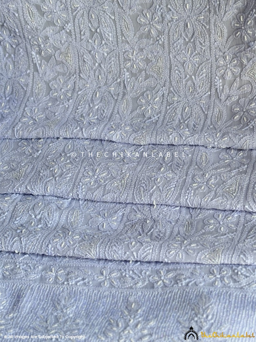 Lavender Irya Viscose Chikankari Un-Stitched Pearl work Suit with Dupatta