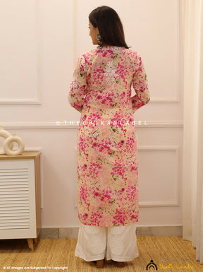 Pink Abeer Cotton Chikankari Kurti Dhoti Set