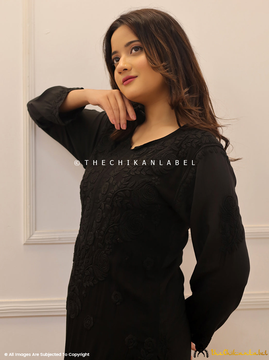 Black Modal Chikankari Kurta Set