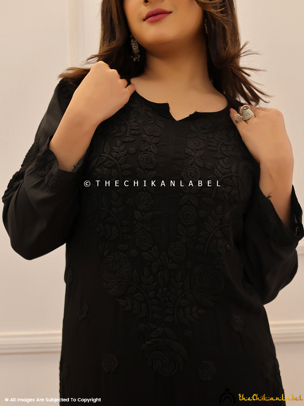 Black Modal Chikankari Kurta Set