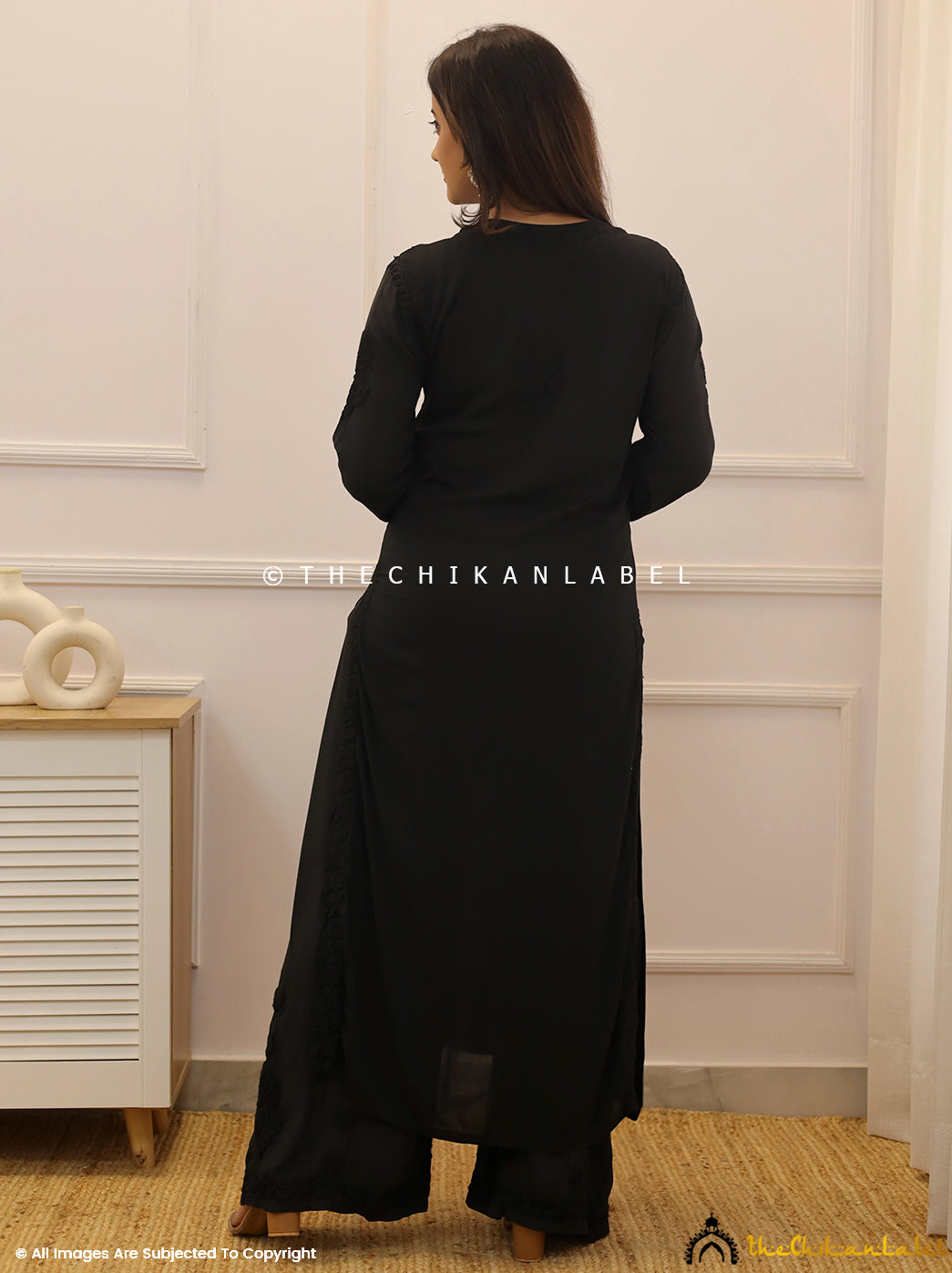 Black Modal Chikankari Kurta Set