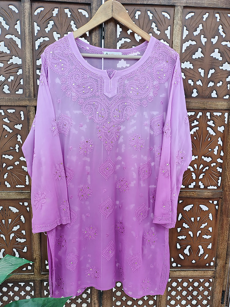 Purple Viscose Chikankari Top