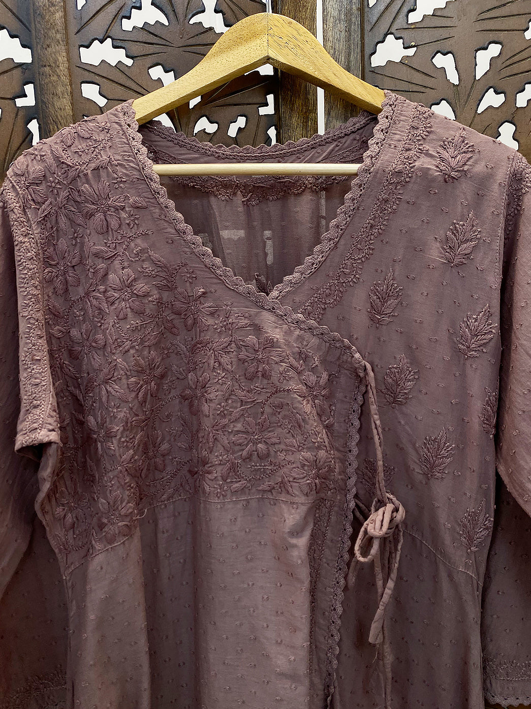 Choco Cotton Chikankari Slit Angrakha