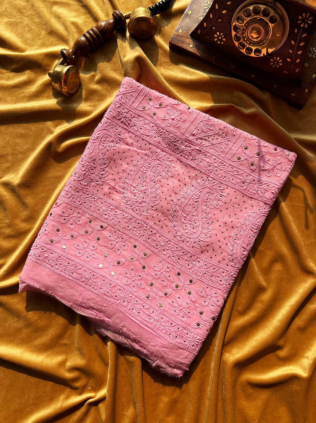 Pink Siya Viscose Chikankari Un-stitched Suit