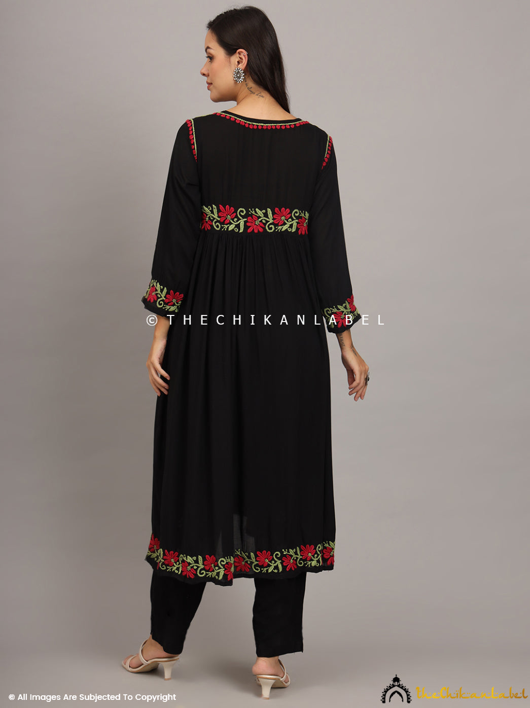 Black Multi Alia Modal Chikankari Anarkali