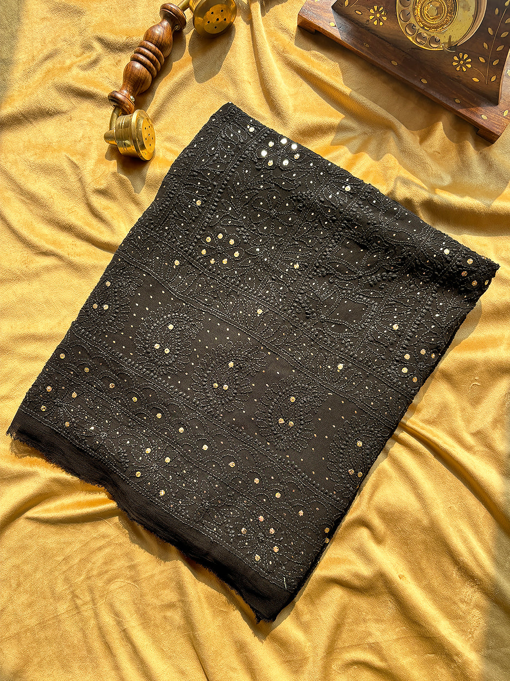 Black Siya Viscose Chikankari Un-stitched Suit