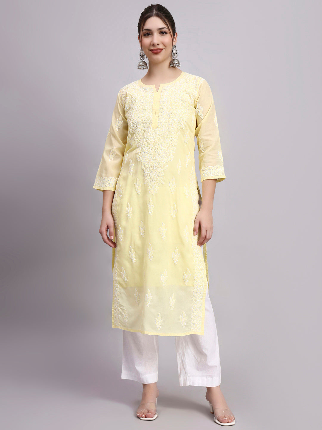 Minimal and stylish Chikankari cotton kurti perfect for women looking for comfortable and trendy ethnic wear