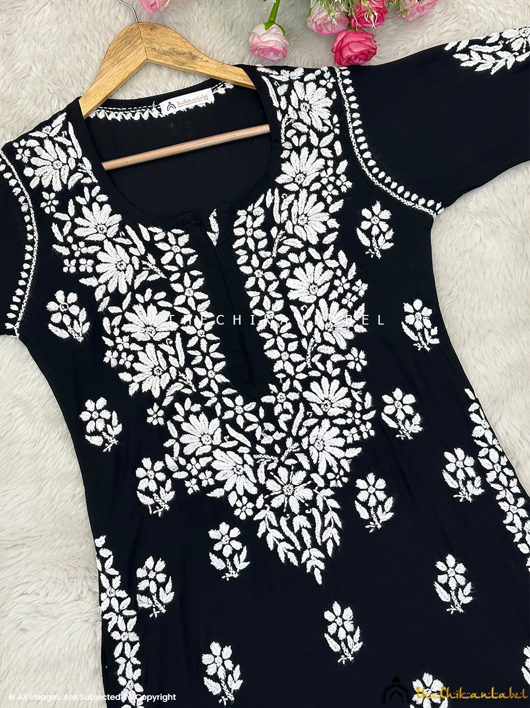 embroidery and plain work designer black kurti at Rs.350/pec in surat offer  by Teeya Creation