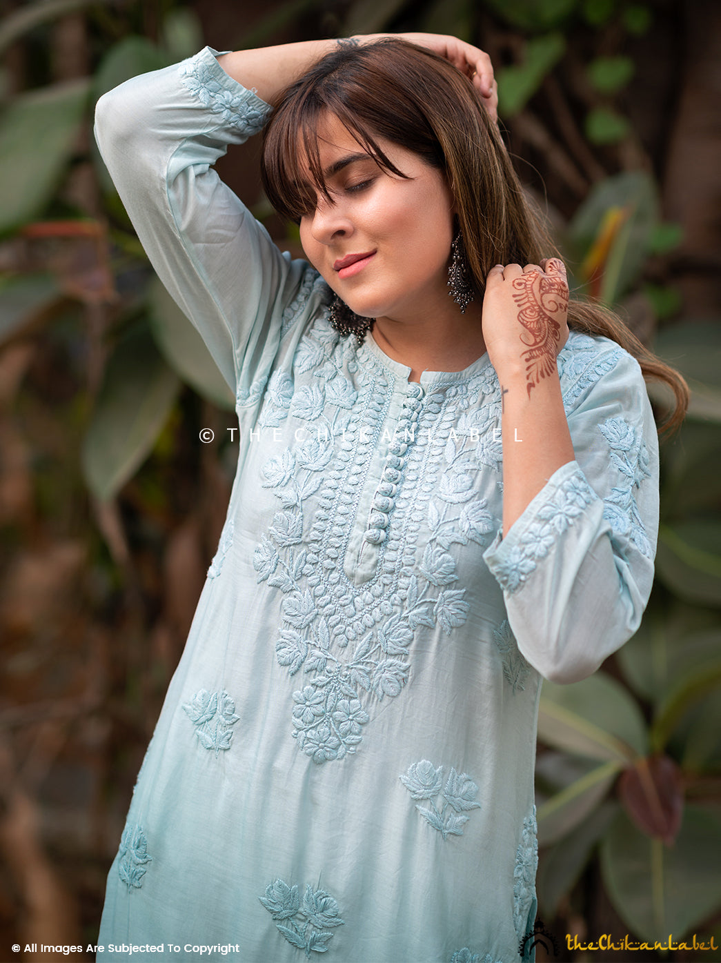 Sea Green Muslin Chikankari Straight Kurti