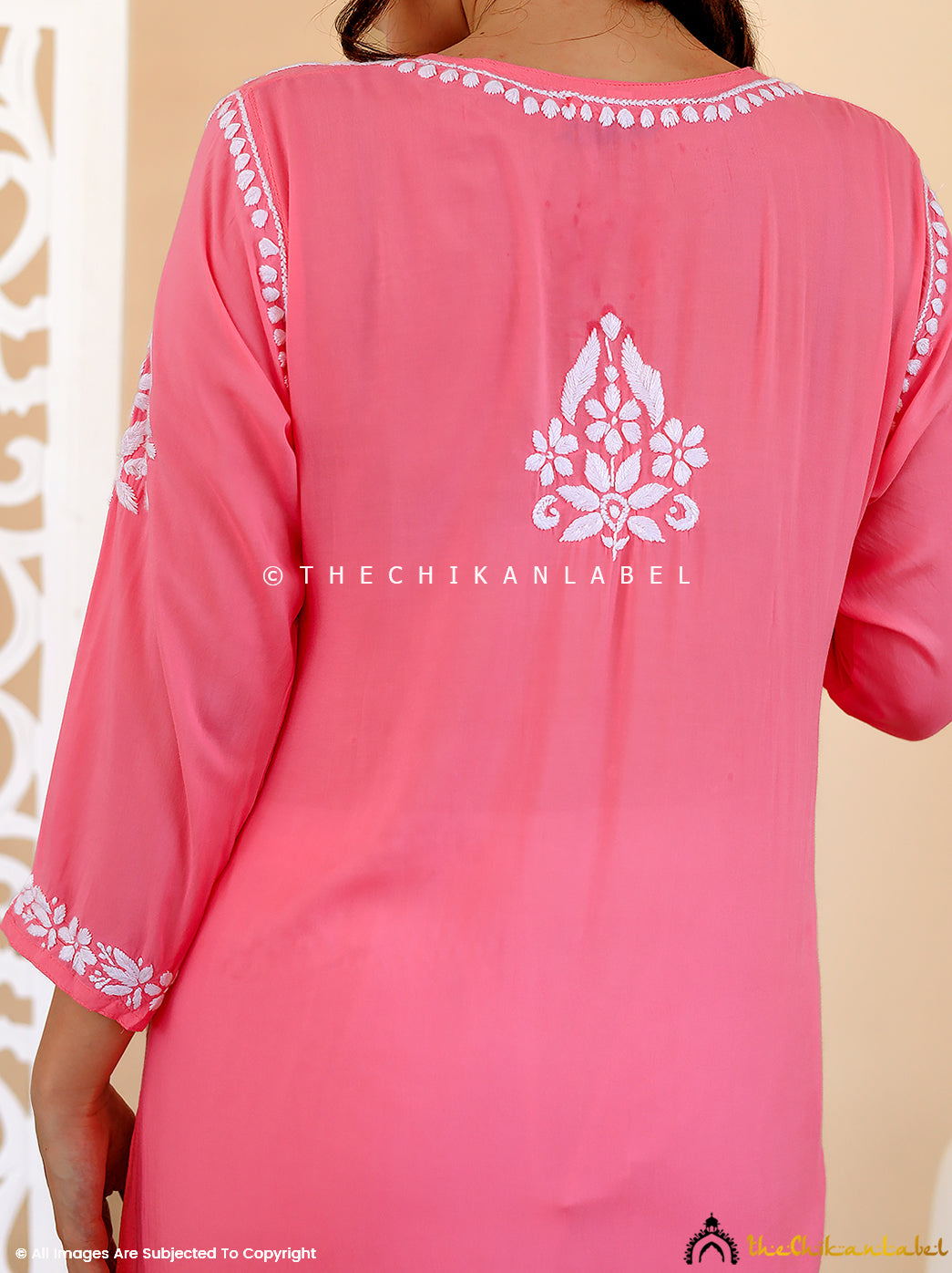 Pink Masoom Modal Chikankari Straight Kurti