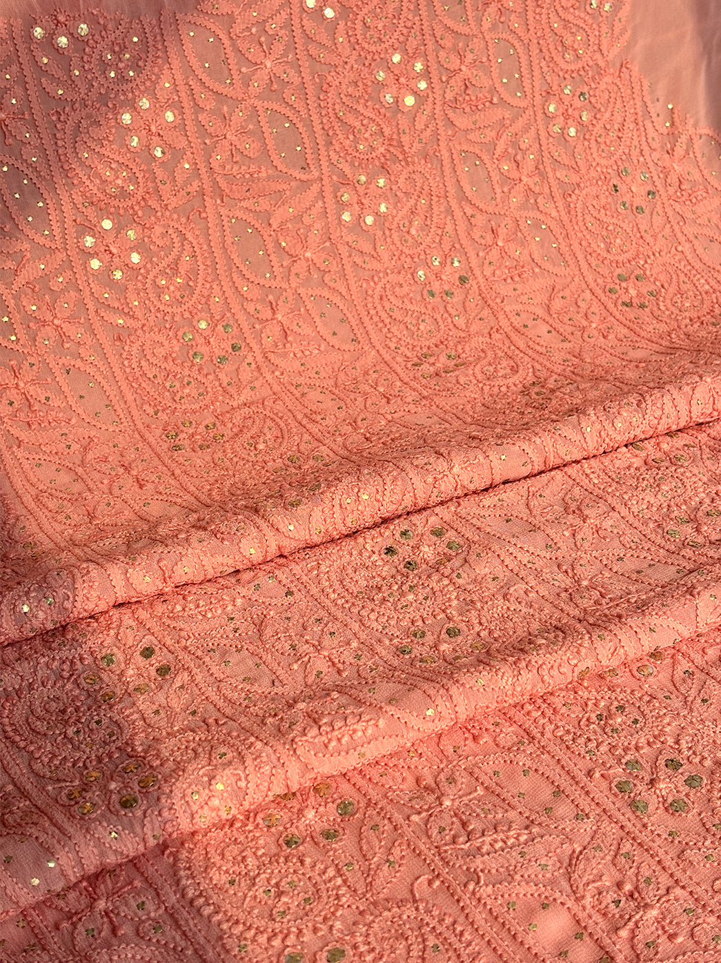 Peach Siya Viscose Chikankari Un-stitched Suit