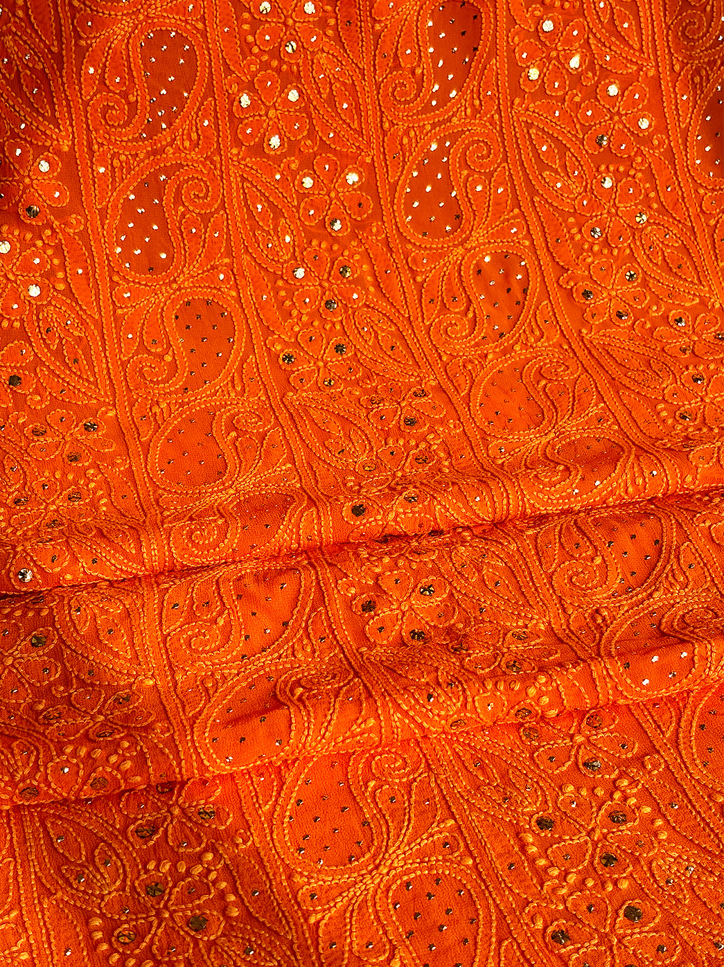 Orange Siya Viscose Chikankari Un-stitched Suit