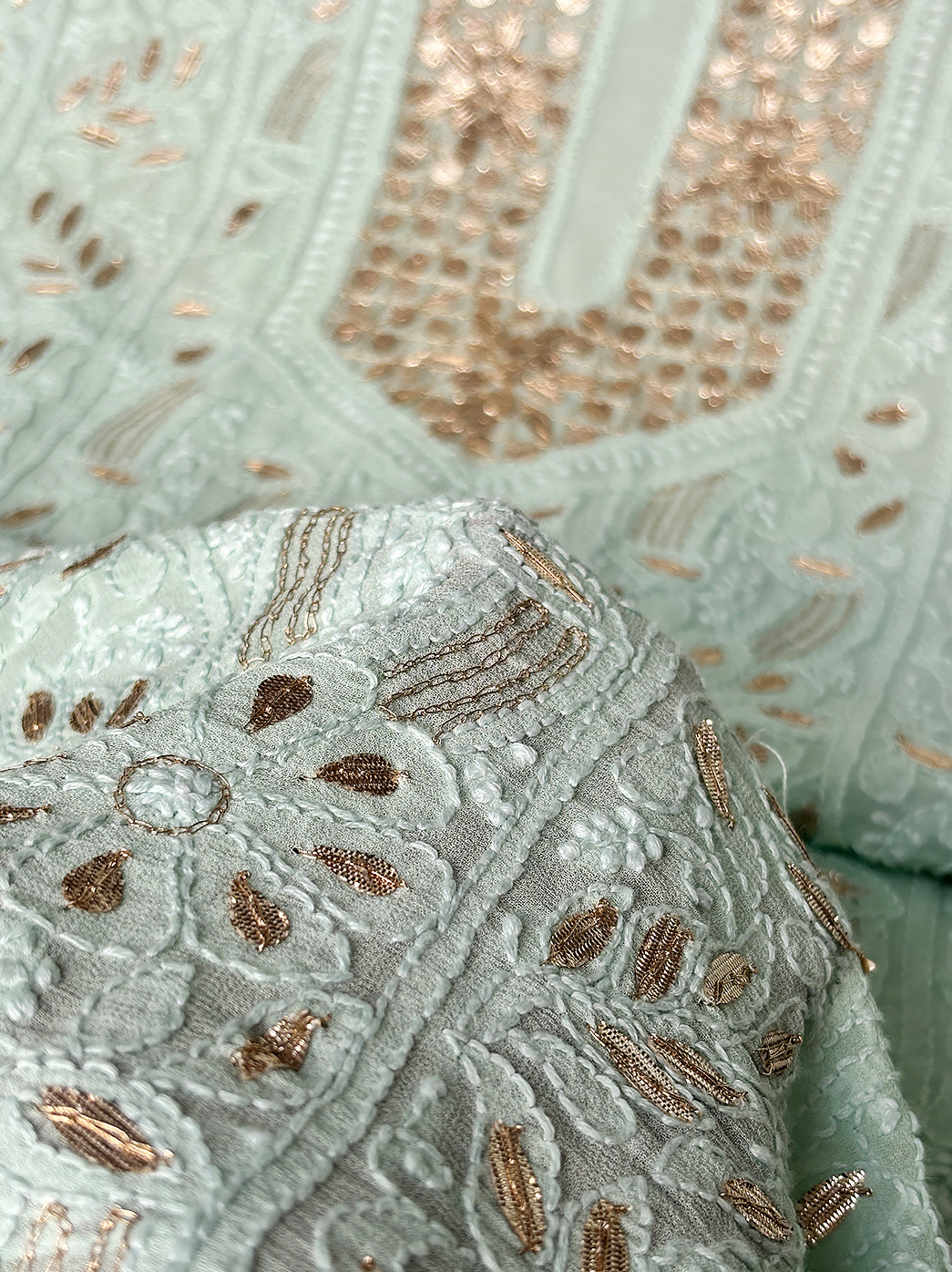 Sea Green Shiza Viscose Un-Stitched Chikankari Gota Patti Suit