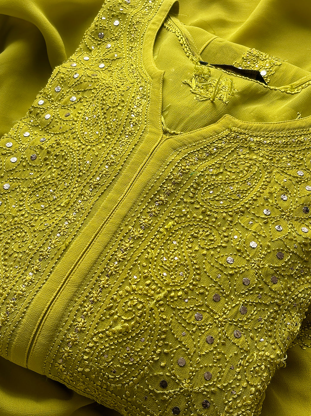 Green Naazni Viscose Chikankari Anarkali