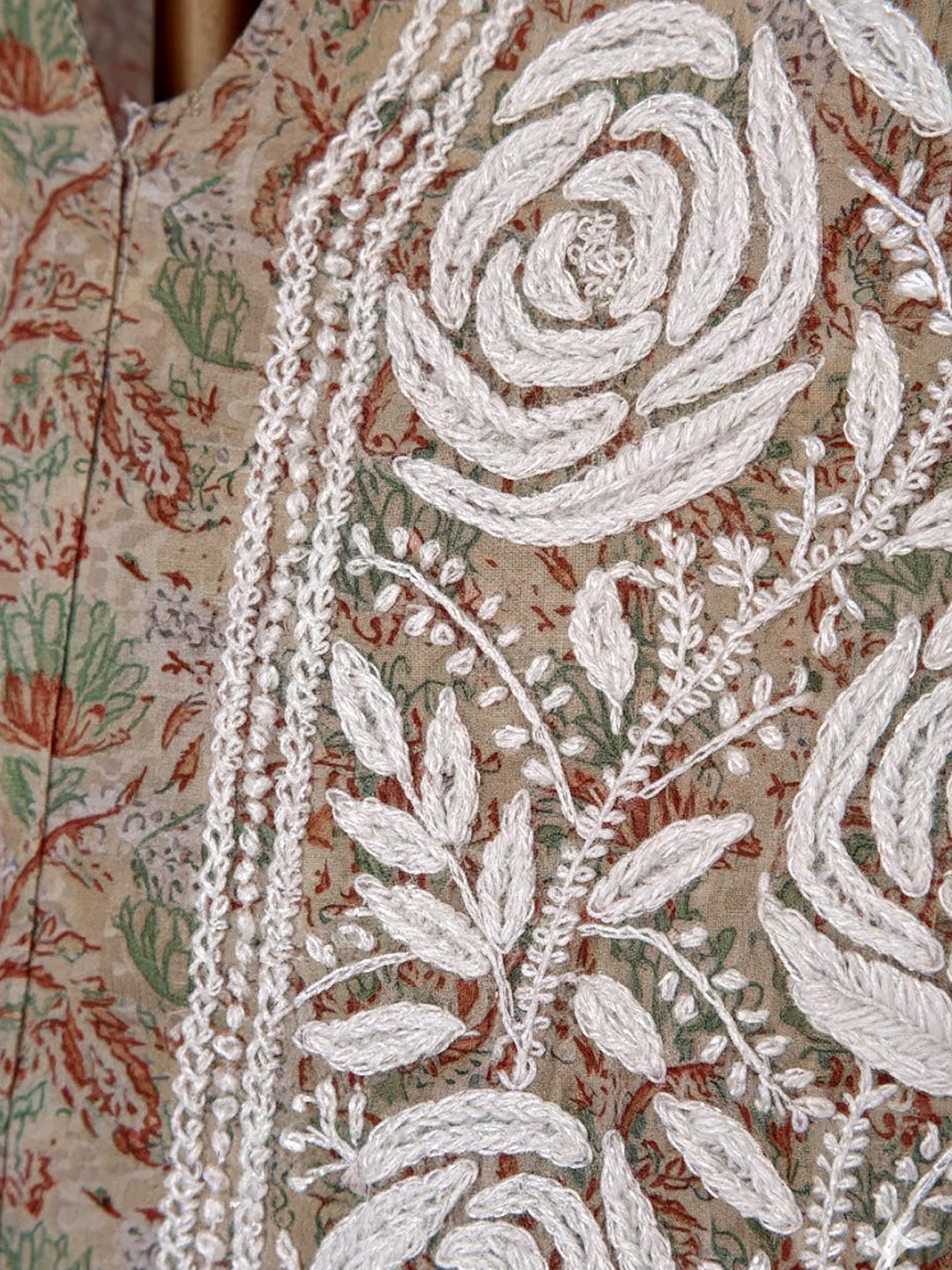 Orange Mulmul Chikankari Anarkali Kurti