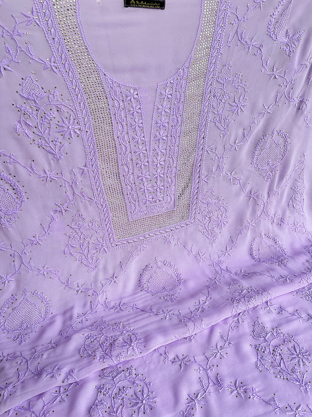 Lavender Deeva Viscose Chikankari Un-Stitched Suit with Dupatta