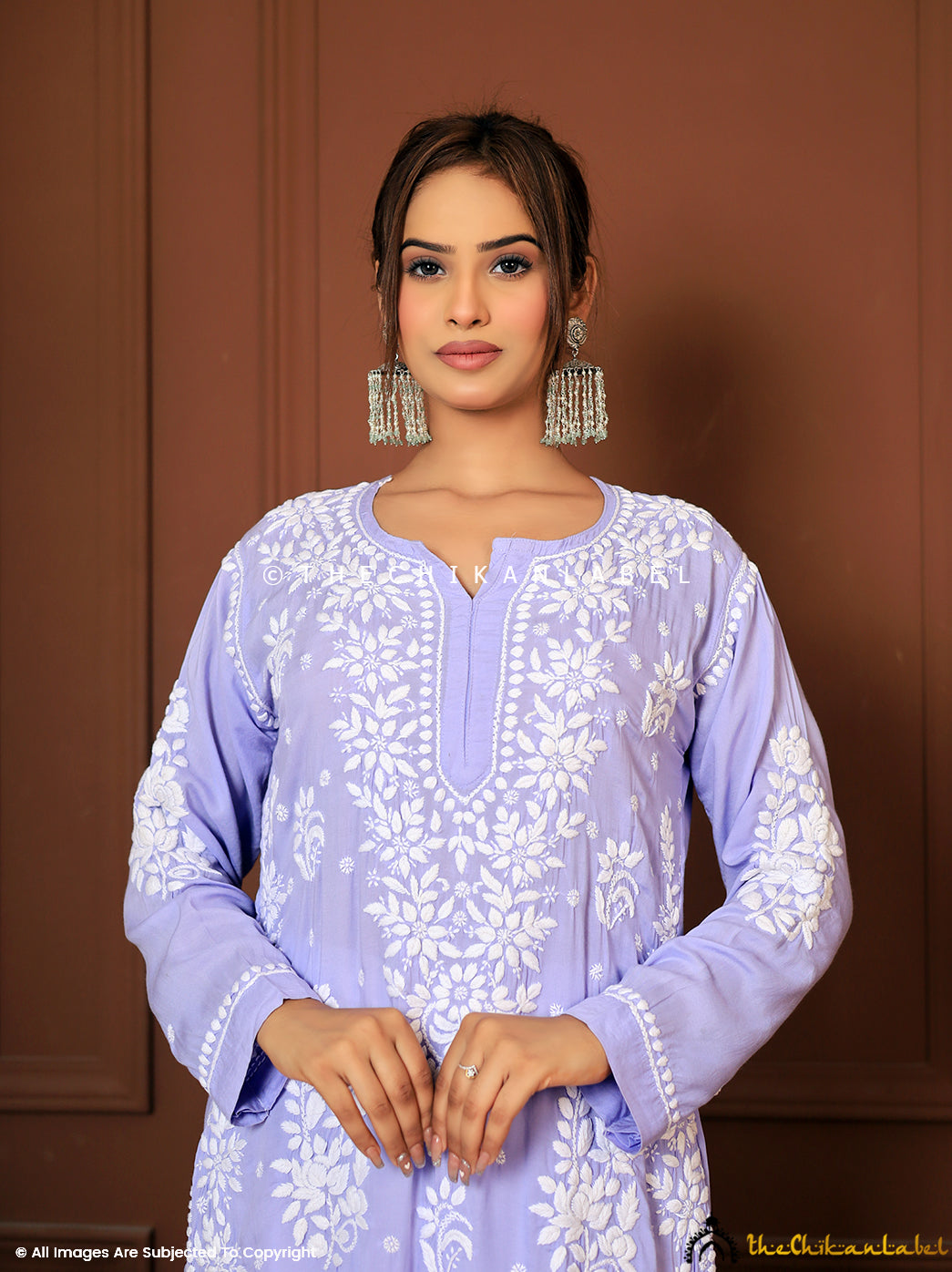 Lavender Nahida Modal Chikankari Straight Kurti ,Chikankari Straight Kurti in Modal Fabric For Woman