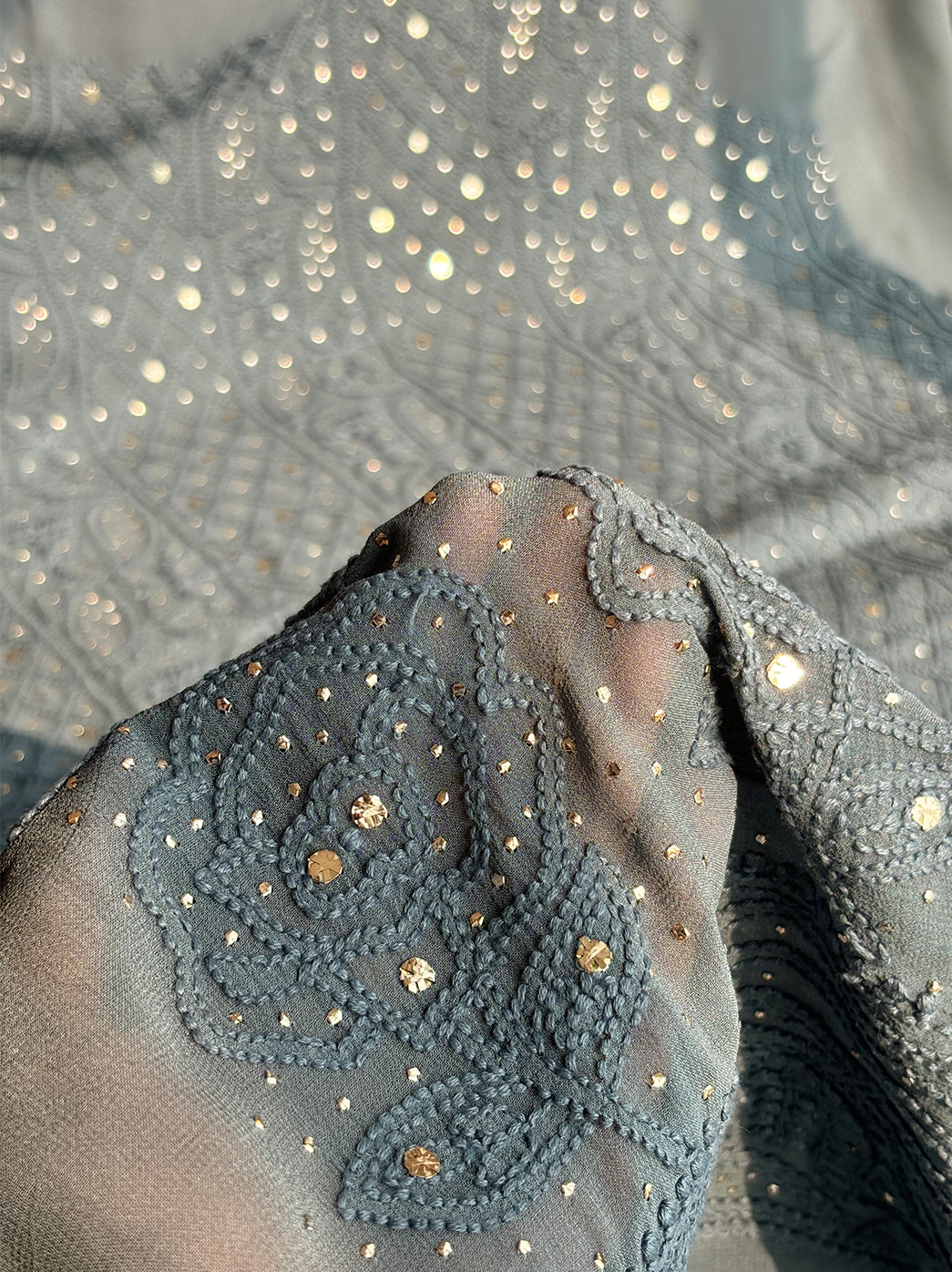 Grey Siya Viscose Chikankari Un-stitched Suit