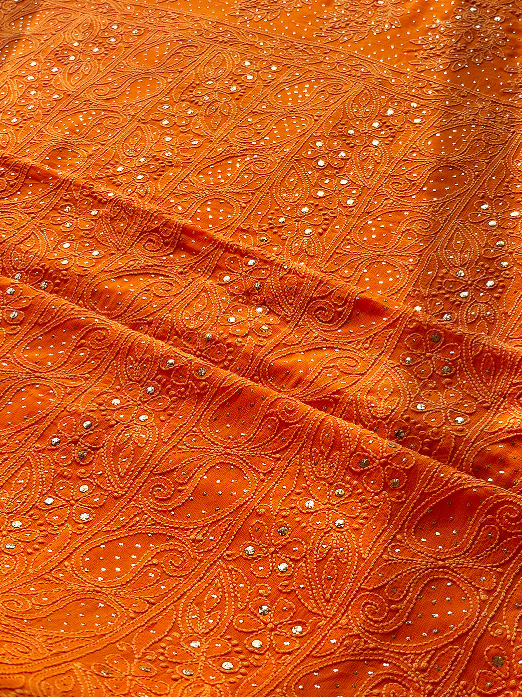 Orange Siya Viscose Chikankari Un-stitched Suit