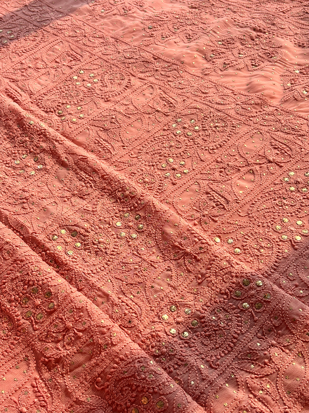 Peach Siya Viscose Chikankari Un-stitched Suit