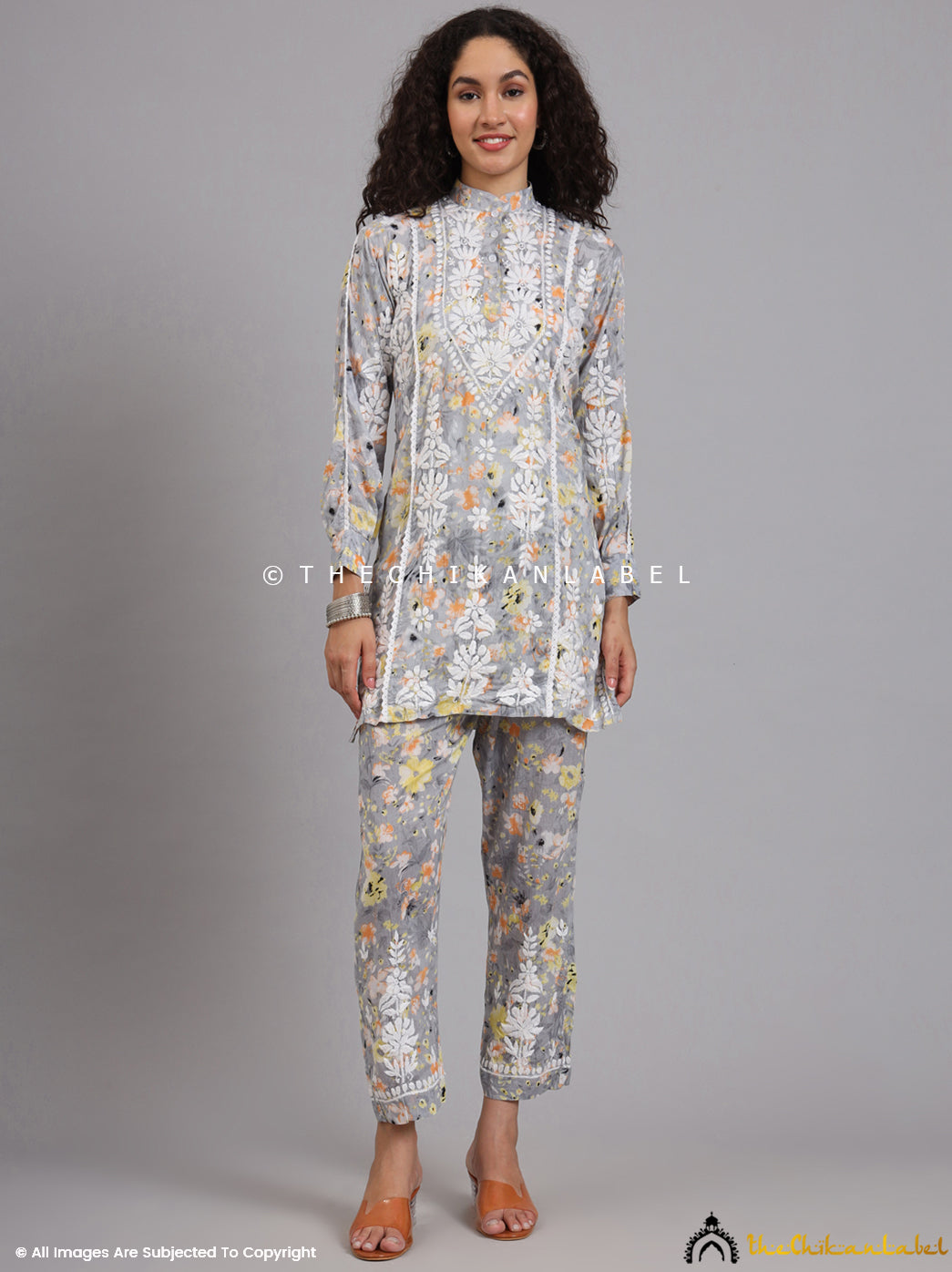 Yellow Yashi Mulmul Printed Chikankari Co-ord Set