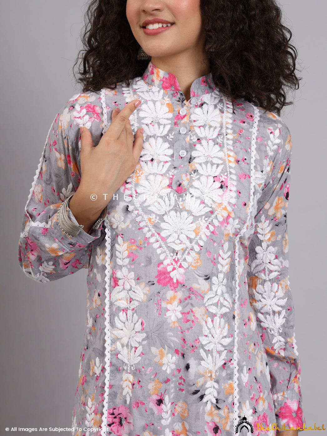 Pink Yashi Mulmul Printed Chikankari Co-ord Set