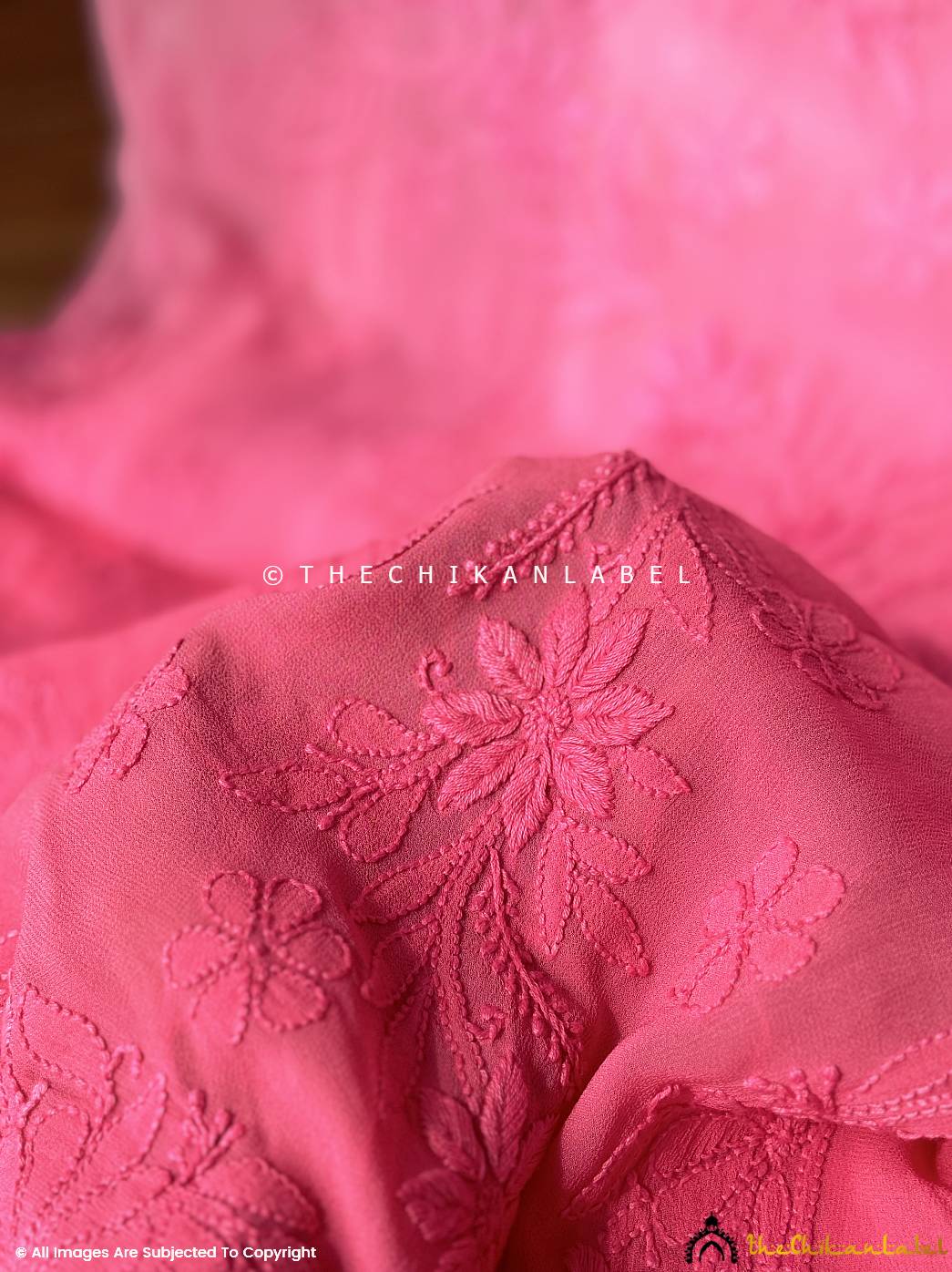 Peach Raha Viscose Chikankari Saree