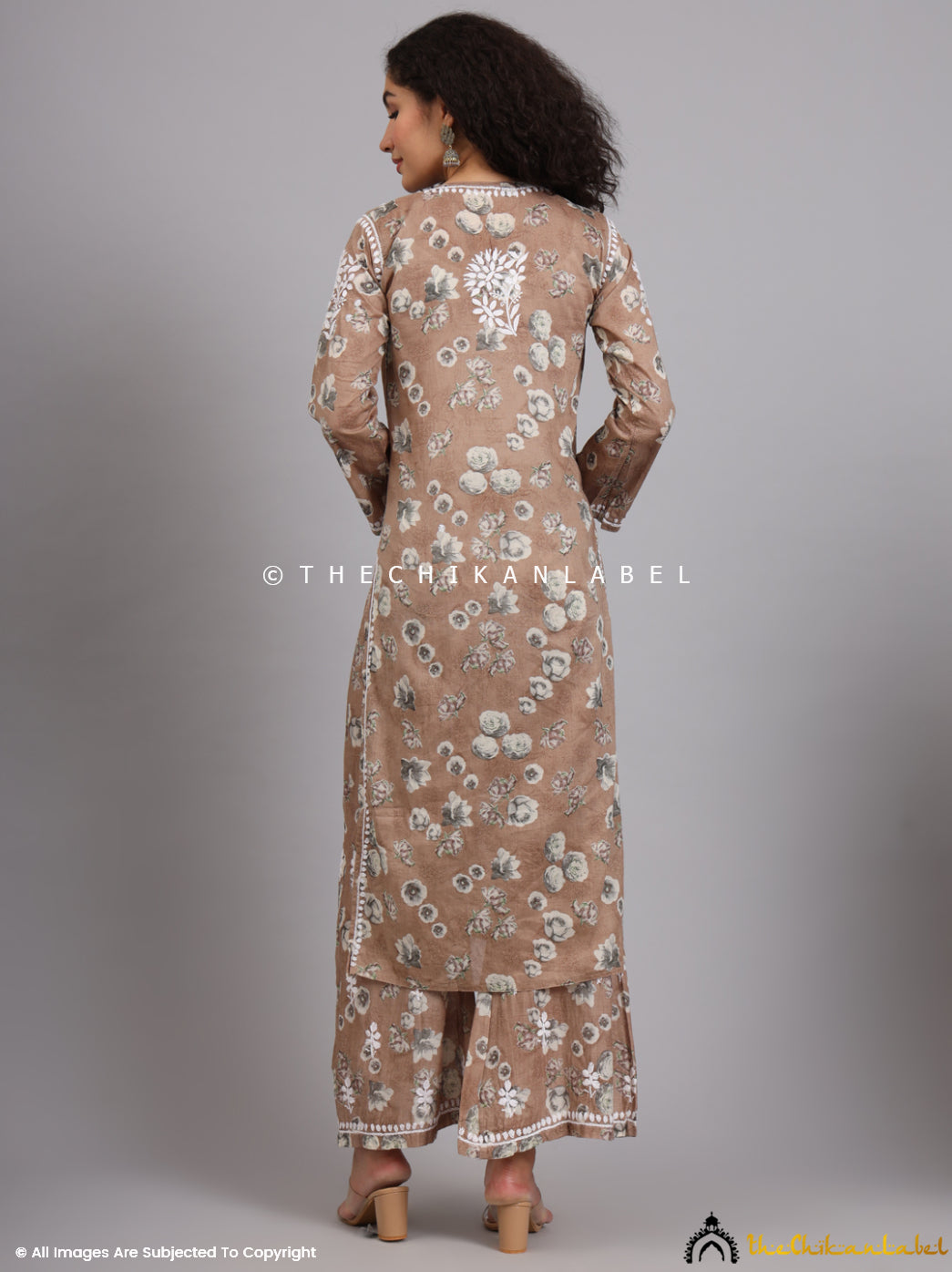 Brown Afiya Mulmul Cotton Chikankari Kurta Set