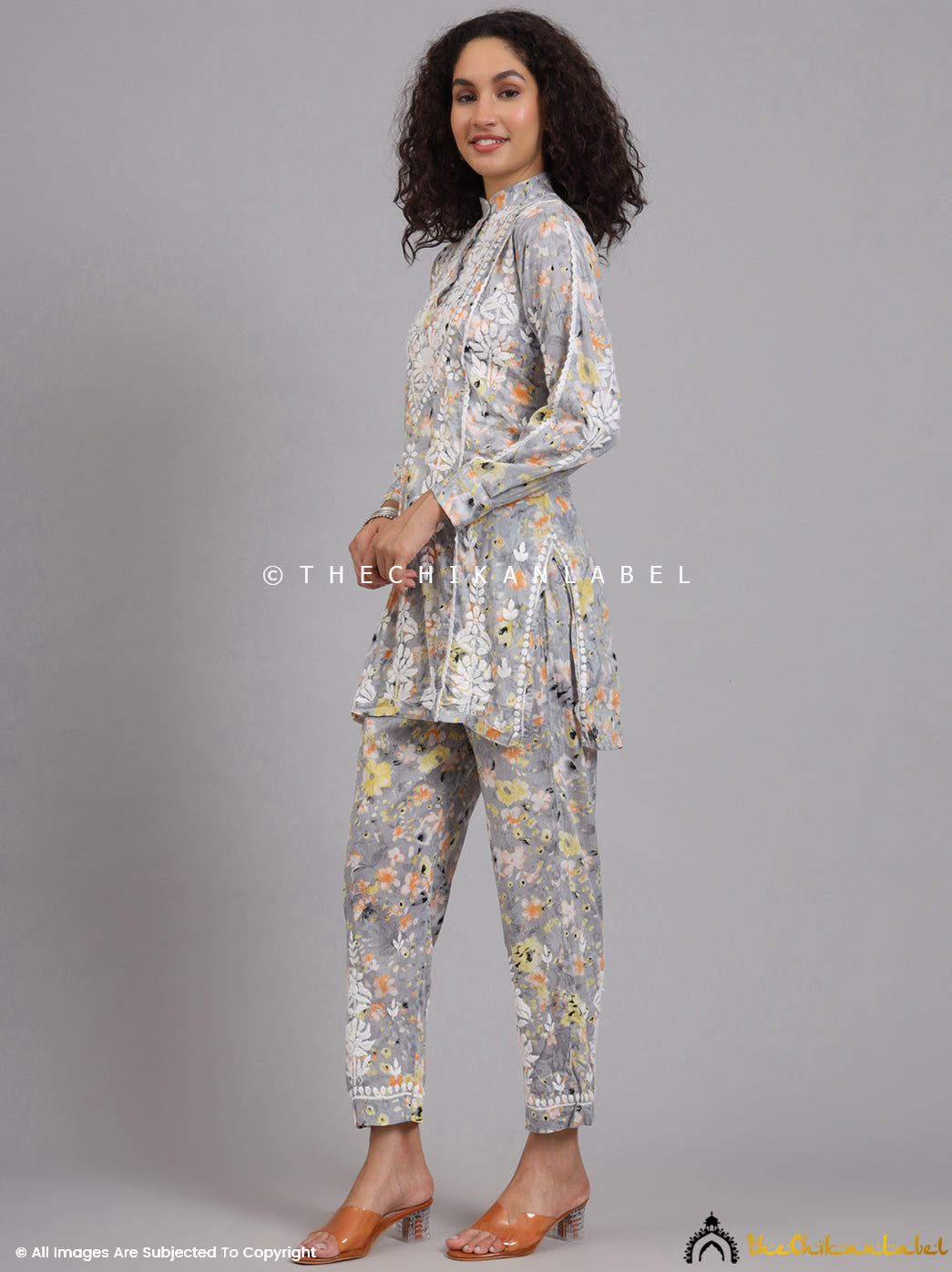 Yellow Yashi Mulmul Printed Chikankari Co-ord Set