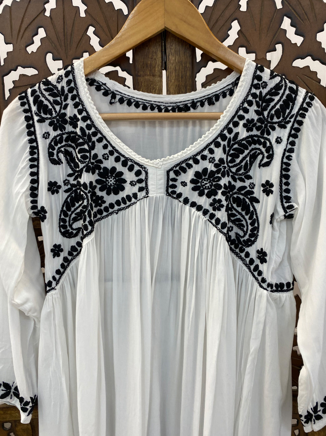 White Modal Chikankari A-Line Kurti