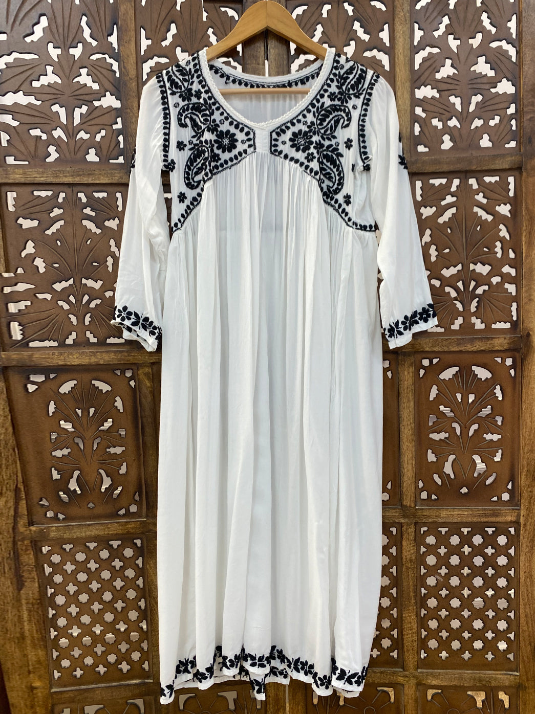 White Modal Chikankari A-Line Kurti